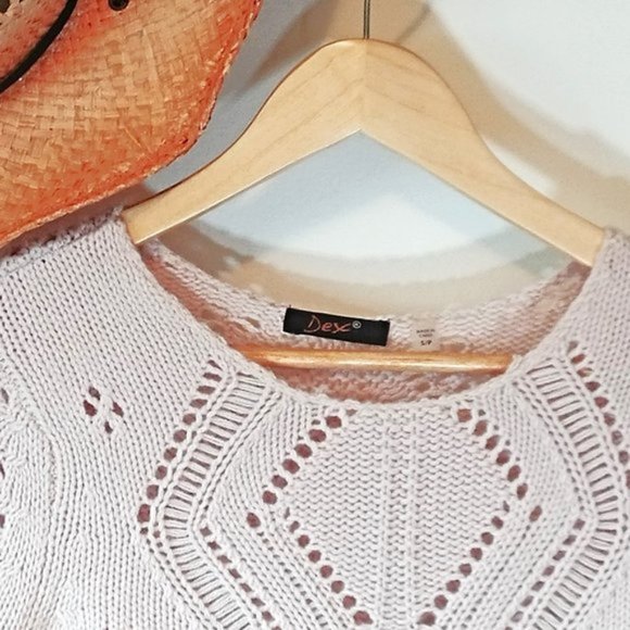 🌸Host Pick🌸🌿DEX Vintage Knit Sheer Sweater. Light Brown. Small - Picture 2 of 5